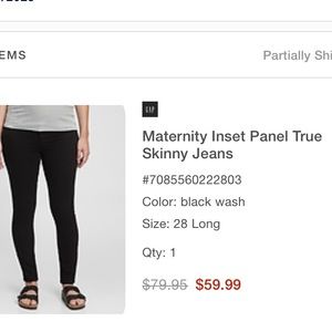 Maternity inset panel true skinny jeans 28 tall/long black jeans